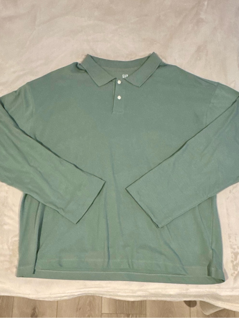 GAP Long Sleeve Polo in Sage Green